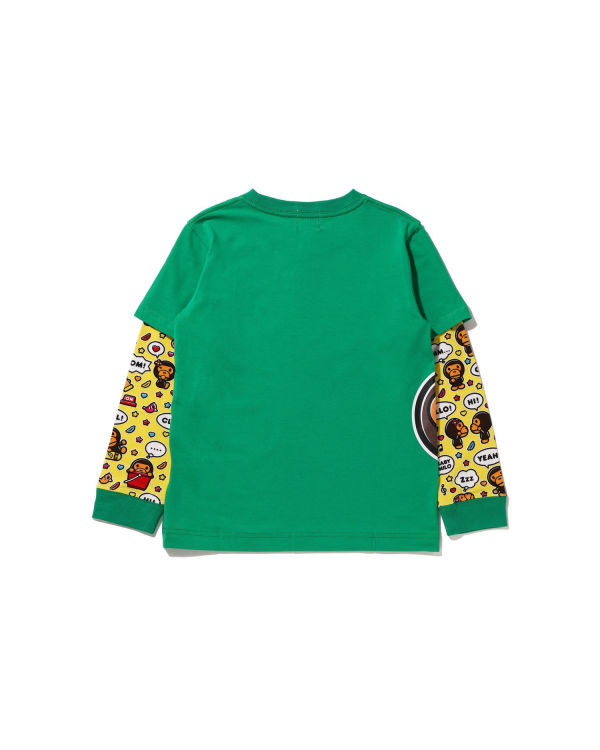 Camiseta Bape Milo Speech Balloon Layered L/S Niños Verde Menta | SZQCX-0845