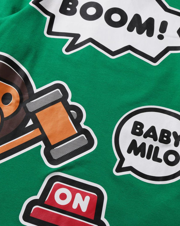 Camiseta Bape Milo Speech Balloon Layered L/S Niños Verde Menta | SZQCX-0845