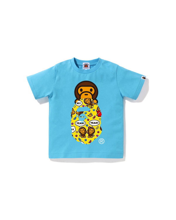 Camiseta Bape Milo Speech Balloon Milo On Ape Head Niños Azules | ZNKBL-8564