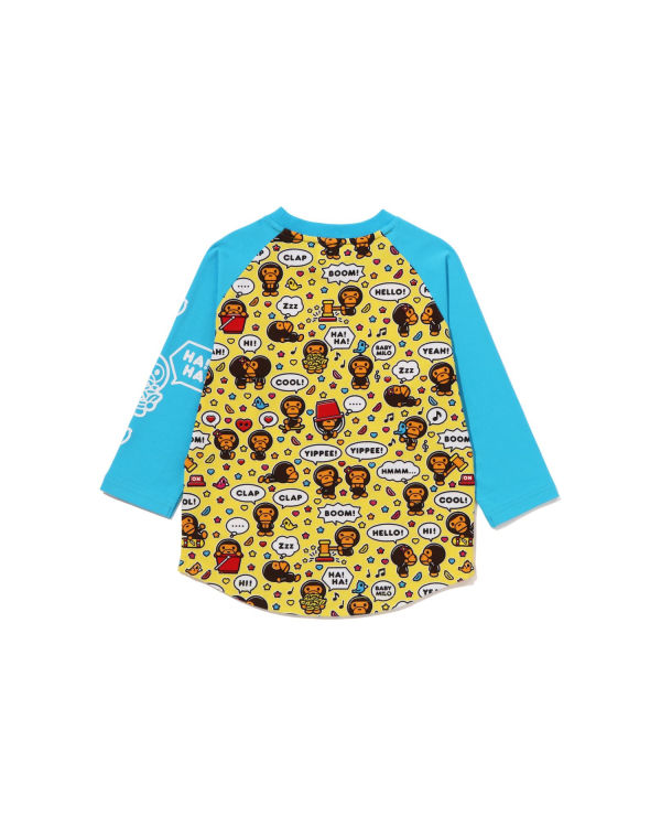 Camiseta Bape Milo Speech Balloon Raglan 3/4 Sleeve Niños Azules | AYTIF-7164