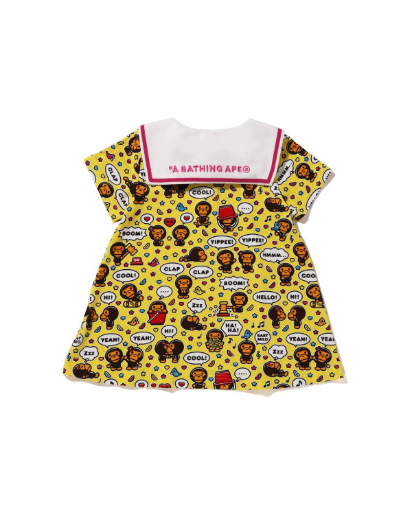 Camiseta Bape Milo Speech Balloon Sailor Collar Niños Amarillo | WUDVX-6148