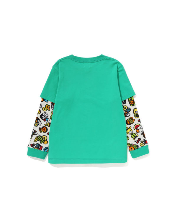 Camiseta Bape Milo mixed fruit layered sleeves Niños Verde Claro | CLUOA-3612