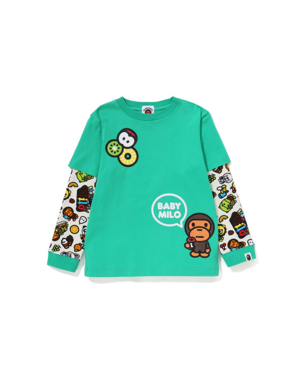 Camiseta Bape Milo mixed fruit layered sleeves Niños Verde Claro | CLUOA-3612