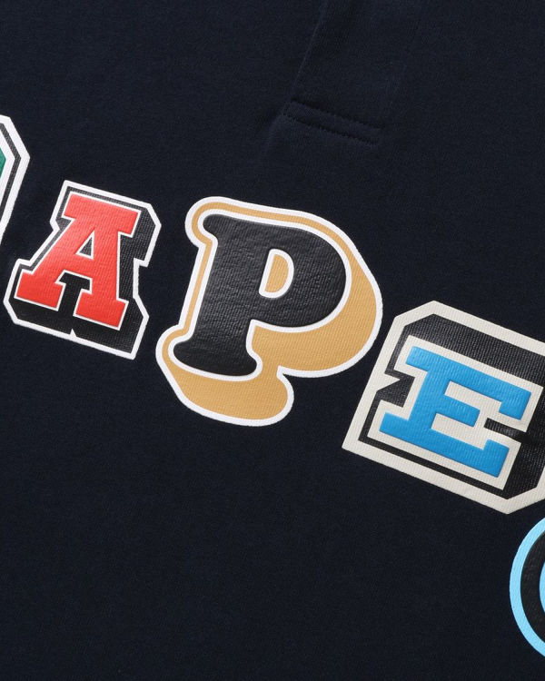 Camiseta Bape Multi Fonts Relaxed Fit Polo Hombre Azul Marino Azules | BAYMC-9034