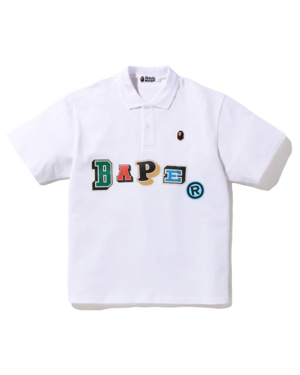 Camiseta Bape Multi Fonts Relaxed Fit Polo Hombre Blancas | YSJCL-9315