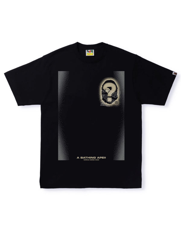 Camiseta Bape Multi Logo #3 Hombre Negras | KOSCF-8136