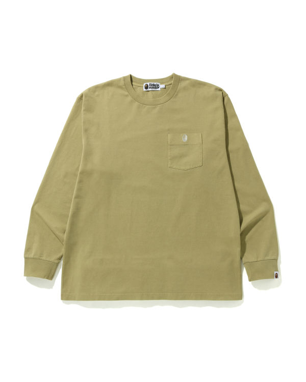 Camiseta Bape Overdye One Point Pocket Relaxed Fit L/S Hombre Beige | CZFHD-8239