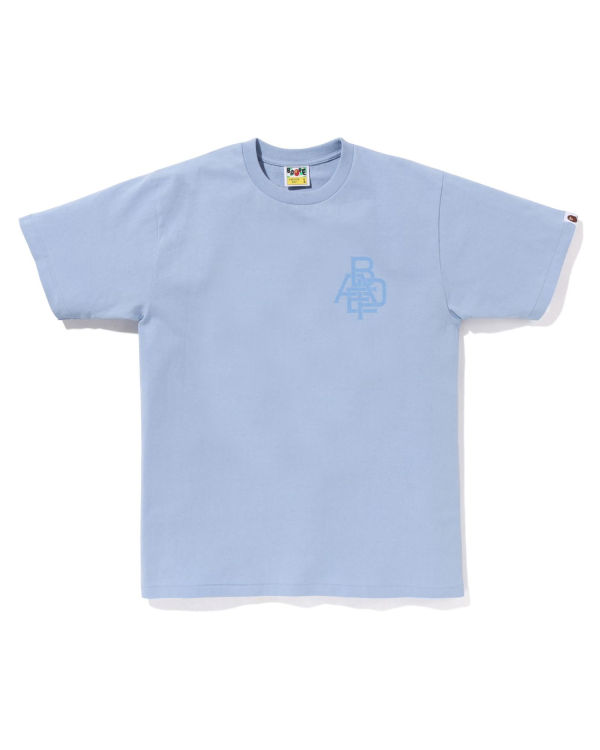 Camiseta Bape Pigment Logo Hombre Azules | WFUDB-9876