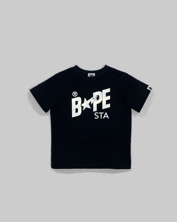 Camiseta Bape Reflector 1st Camo Sta Logo Niños Negras | DKGVF-6834