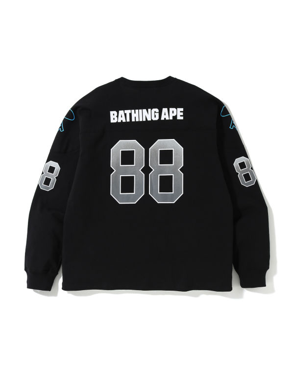 Camiseta Bape Relaxed Football logo Hombre Negras | RLDUE-8432