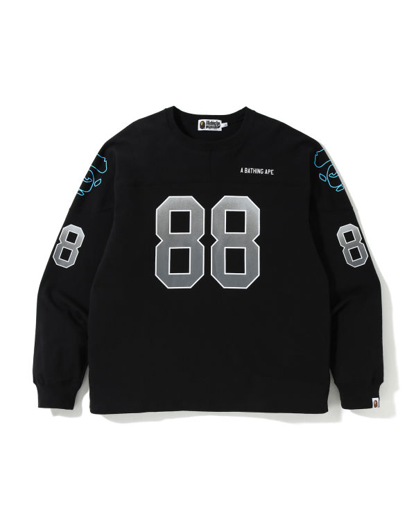 Camiseta Bape Relaxed Football logo Hombre Negras | RLDUE-8432