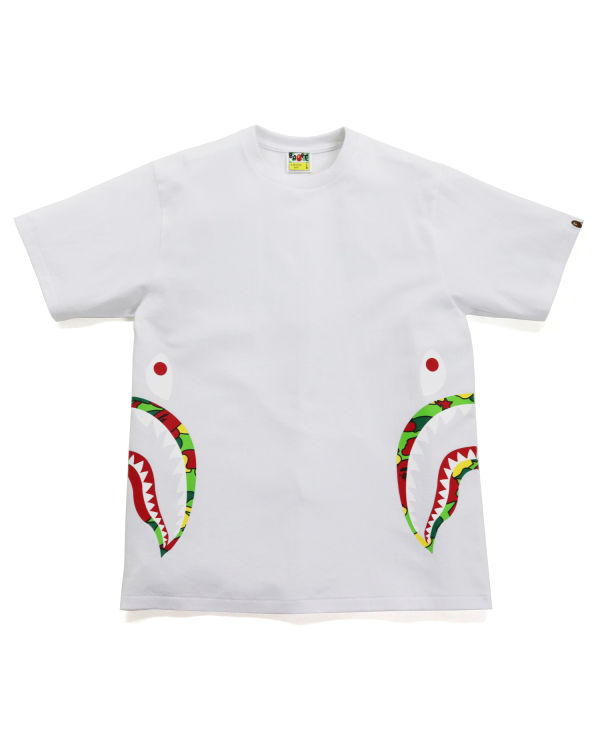 Camiseta Bape STA Camo Side Shark Hombre Blancas | ANBWQ-7893