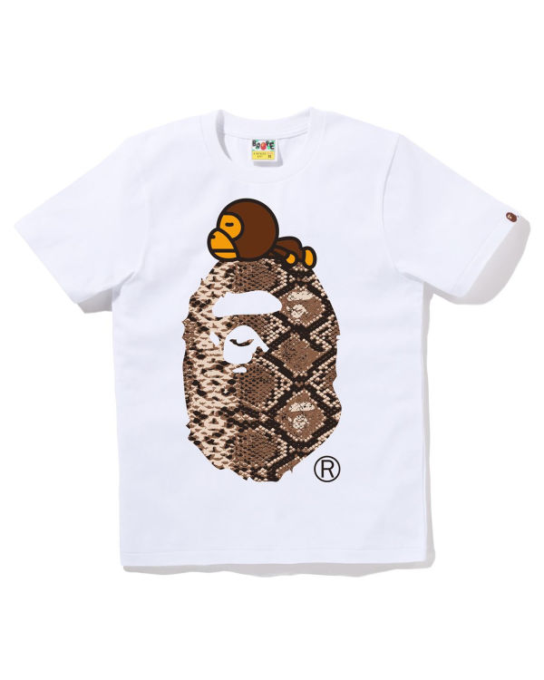 Camiseta Bape Snake Milo On Big Ape Mujer Blancas | SMDGP-0412