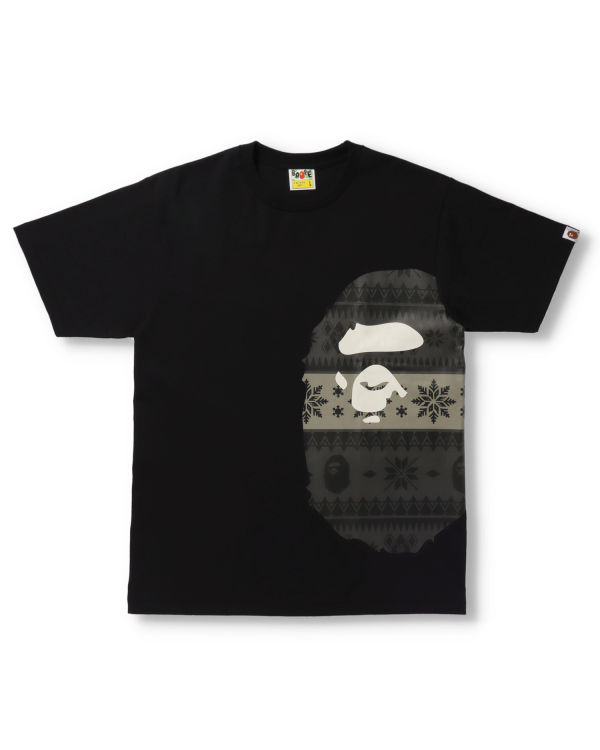 Camiseta Bape Snow Pattern Side Big Ape Head Hombre Negras | OPJBQ-1896