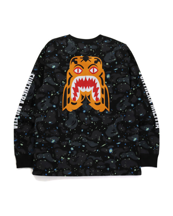 Camiseta Bape Space Camo Tiger L/S Hombre Negras | OTEFA-3849