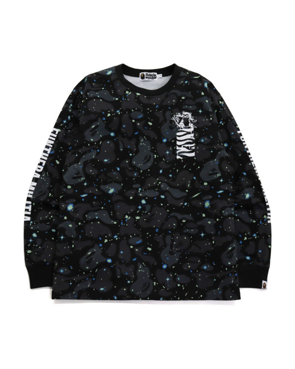 Camiseta Bape Space Camo Tiger L/S Hombre Negras | OTEFA-3849