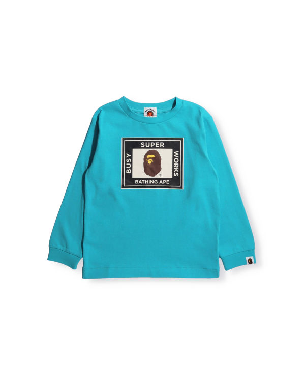 Camiseta Bape Super Busy Works L/S Niños Azules | SHMJE-1823