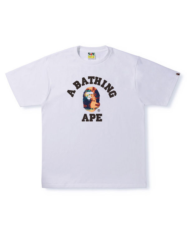 Camiseta Bape Tie Dye College Hombre Blancas | UFTRL-3805