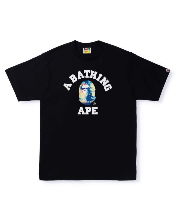 Camiseta Bape Tie Dye College Hombre Negras | ETVDO-9014