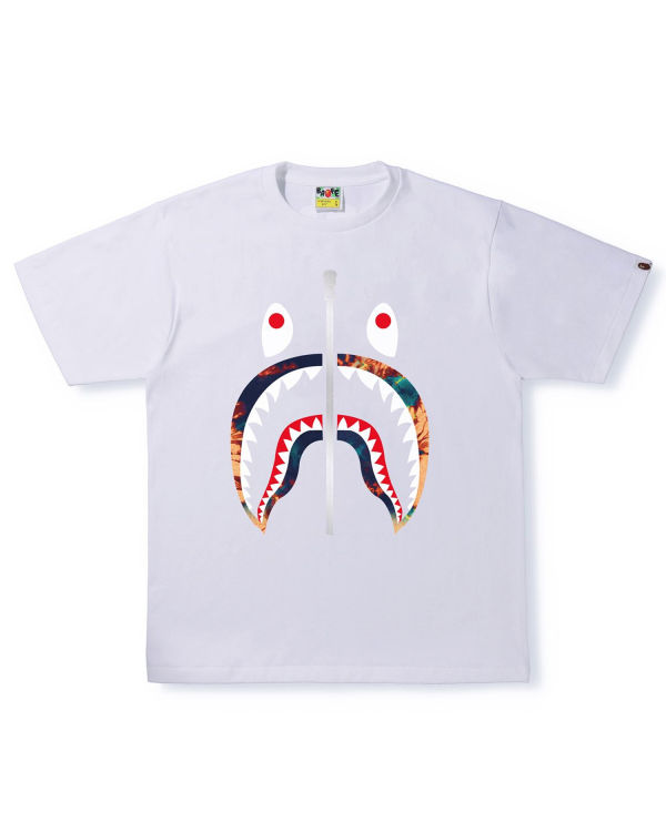 Camiseta Bape Tie Dye Shark Hombre Blancas | IHYTN-4180