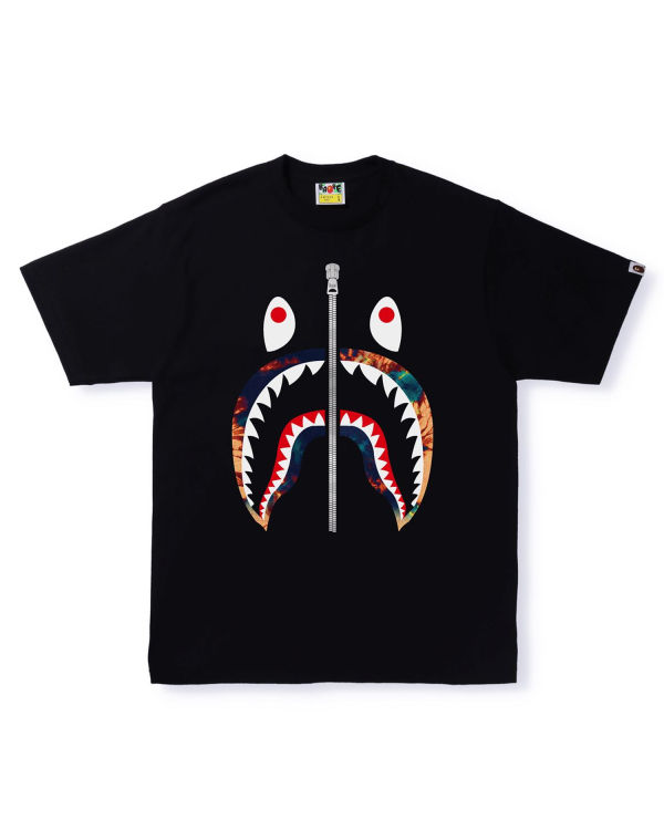 Camiseta Bape Tie Dye Shark Hombre Negras | RPGQE-1639