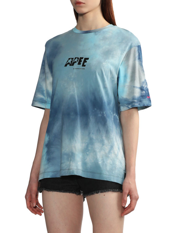 Camiseta Bape Tie-dye graphic slit Mujer Azules | MNTHC-1792