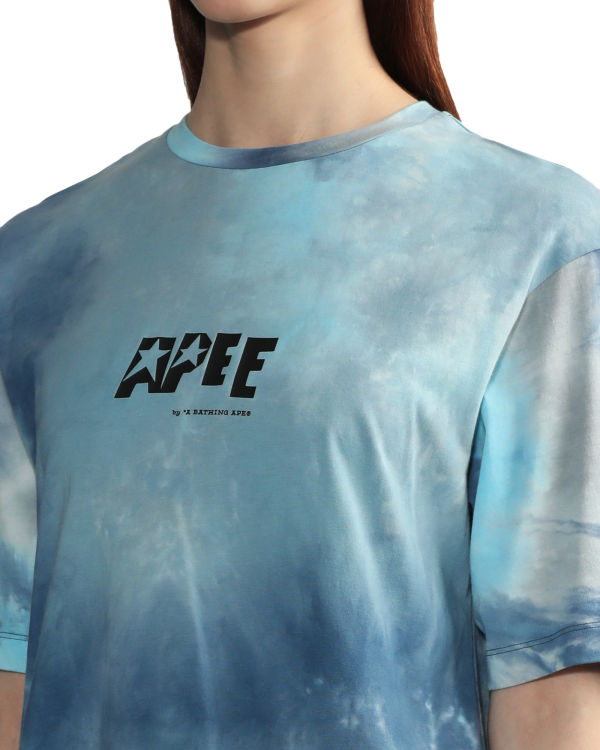 Camiseta Bape Tie-dye graphic slit Mujer Azules | MNTHC-1792