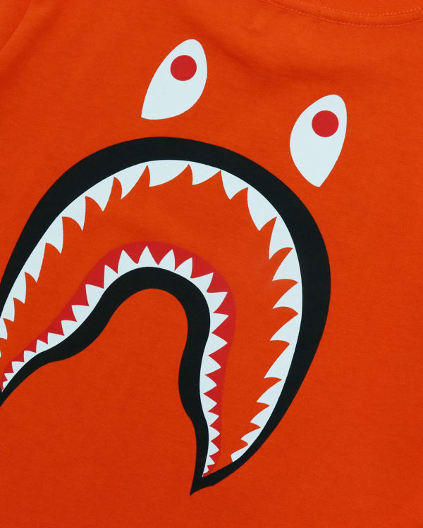 Camiseta Bape WGM Shark L/S Niños Naranjas | TWEJL-0813