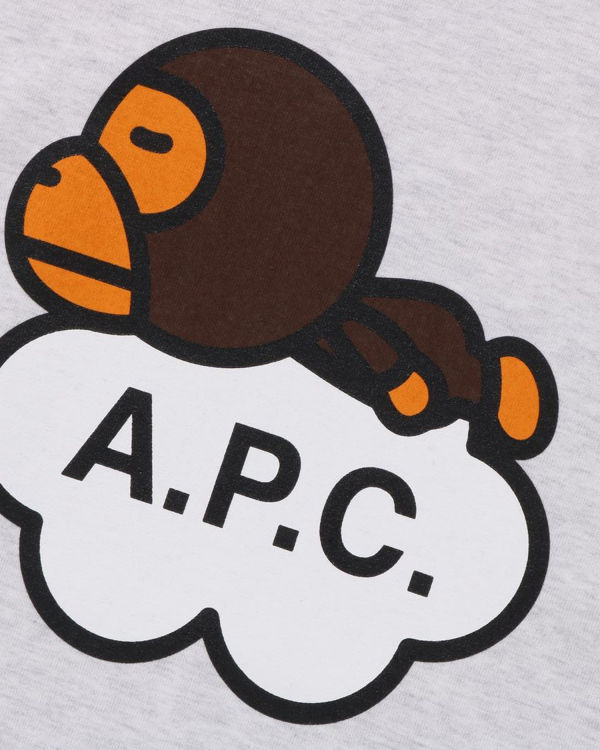 Camiseta Bape X A.P.C. Milo Anchos Mujer Gris | ZXDRG-8160