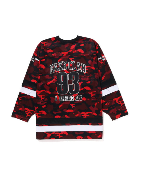 Camiseta Bape X Faze Clan Hockey L/S Hombre Rojas Claro | UYQBP-5287