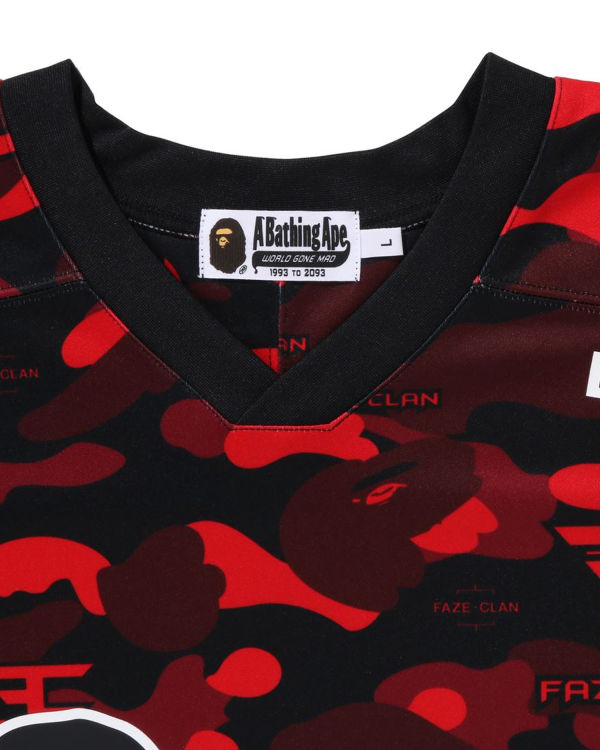 Camiseta Bape X Faze Clan Hockey L/S Hombre Rojas Claro | UYQBP-5287