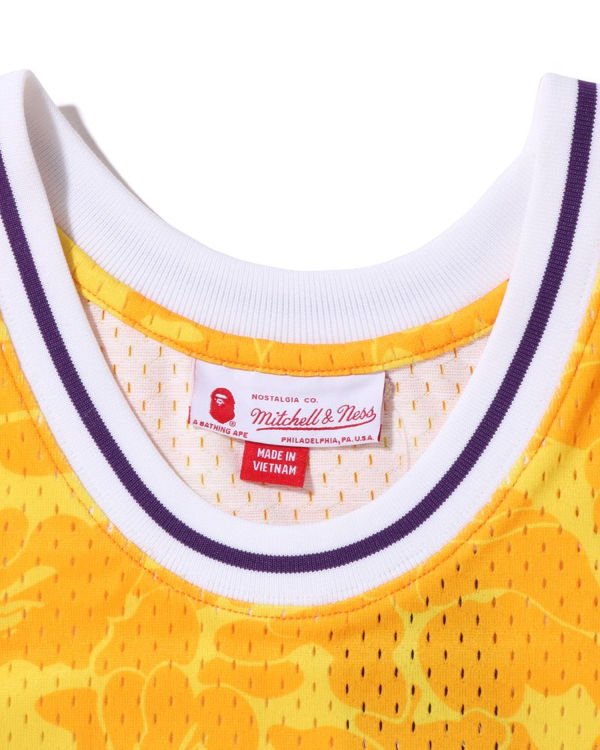 Camiseta Bape X M&N Los Angeles Lakers Jersey Hombre Amarillo | IUKAF-8576