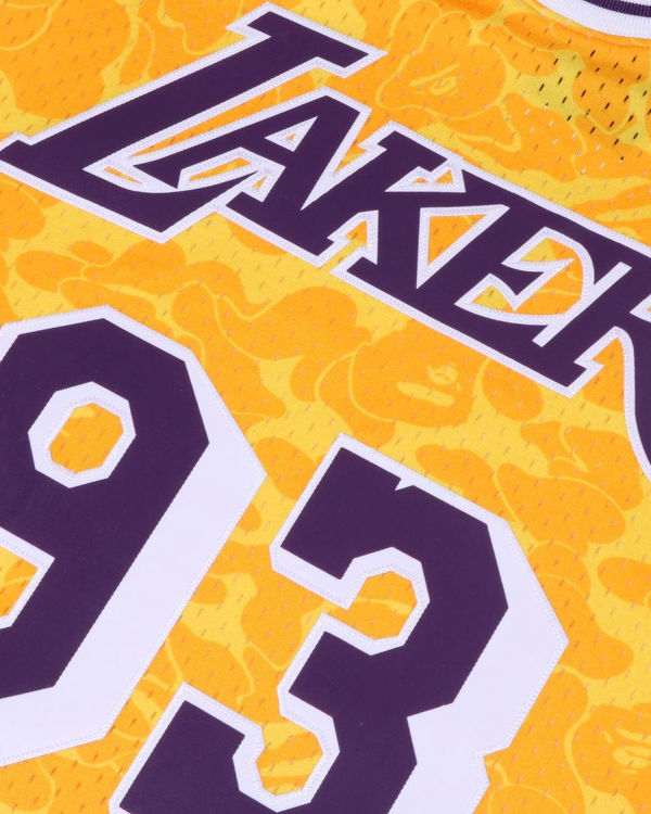 Camiseta Bape X M&N Los Angeles Lakers Jersey Hombre Amarillo | IUKAF-8576