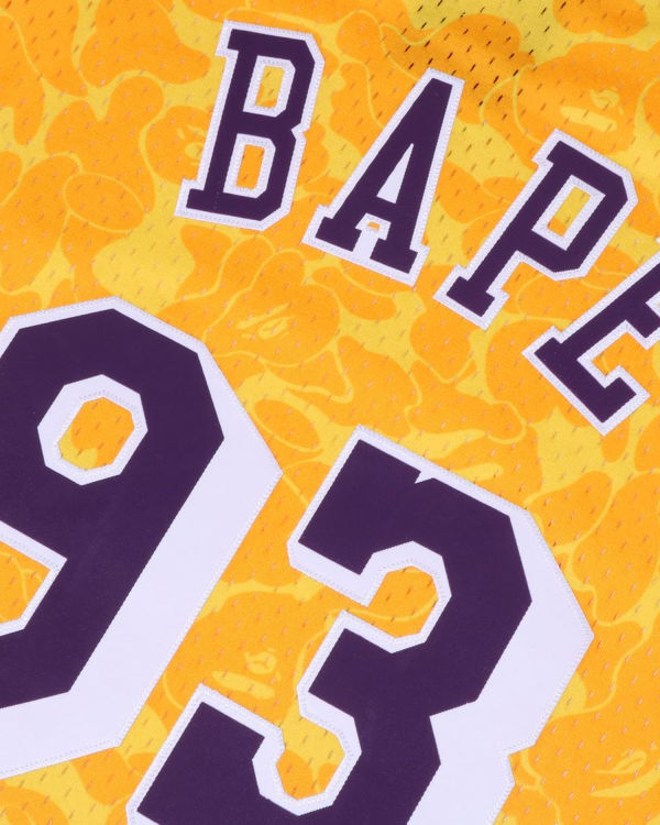 Camiseta Bape X M&N Los Angeles Lakers Jersey Hombre Amarillo | IUKAF-8576