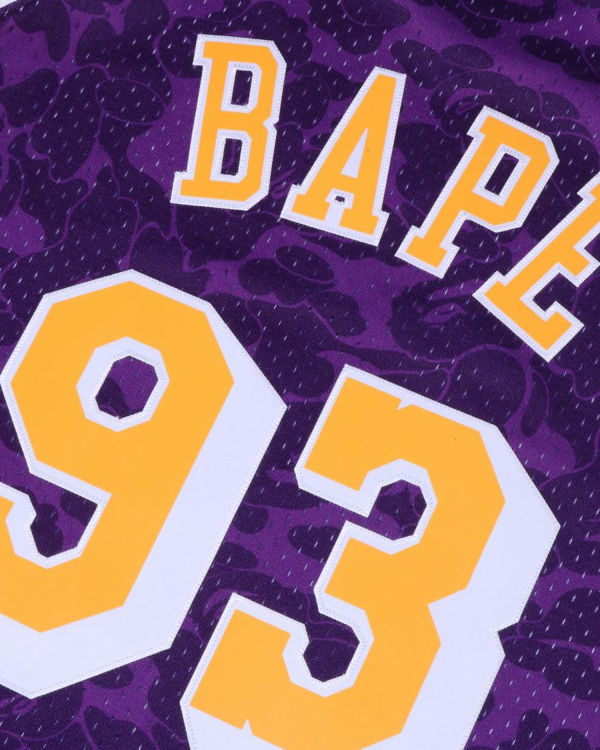 Camiseta Bape X M&N Los Angeles Lakers Jersey Hombre Moradas | RLMUI-4021