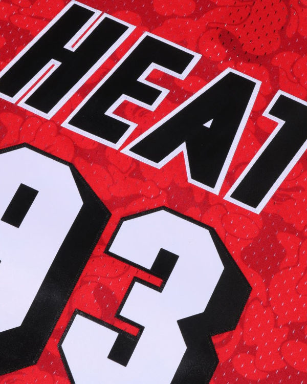 Camiseta Bape X M&N Miami Heat Jersey Hombre Rojas Claro | YQILF-0732