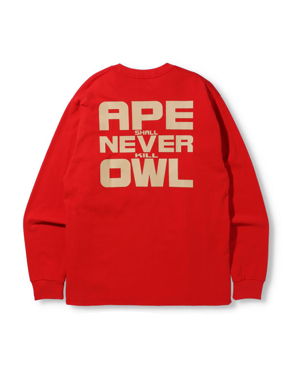 Camiseta Bape X OVO Long Sleeve Hombre Rojas Claro | PZHVC-1680