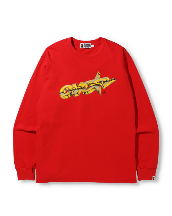 Camiseta Bape X OVO Long Sleeve Hombre Rojas Claro | PZHVC-1680