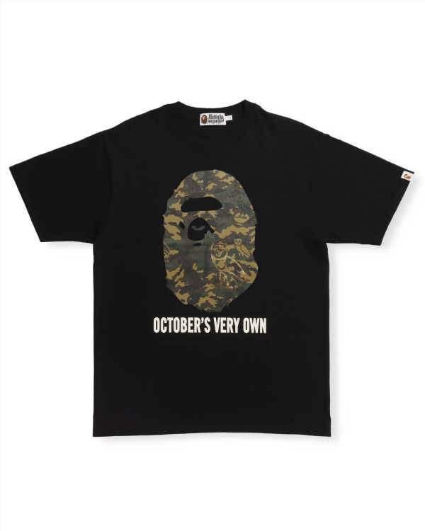 Camiseta Bape X OVO Woodland Camo Ape Head Hombre Negras | FRVUL-7843