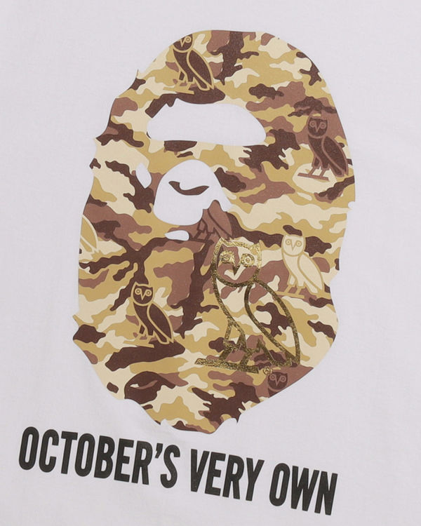 Camiseta Bape X OVO Woodland Camo Ape Head Hombre Blancas | UTQAE-3284