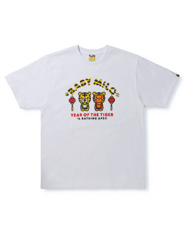 Camiseta Bape Year Of The Tiger Milo Hombre Blancas | OKPQT-1694