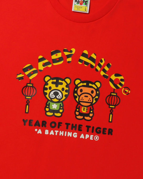 Camiseta Bape Year Of The Tiger Milo Hombre Rojas Claro | UTCEP-2163