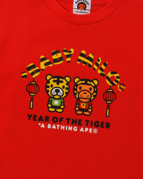 Camiseta Bape Year Of The Tiger Milo Niños Rojas Claro | MHBNX-7348