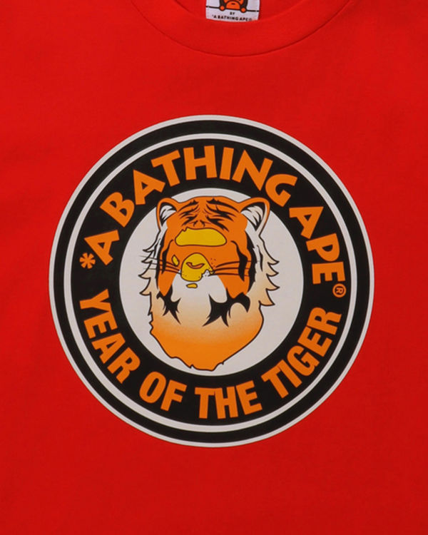 Camiseta Bape Year Of The Tiger Niños Rojas Claro | XFMSQ-9351