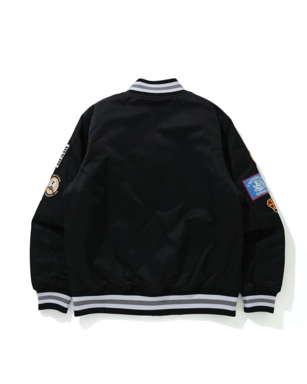 Chaquetas Bape Archive Patch Puffer Nylon Varsity Hombre Negras | MPQHJ-8024