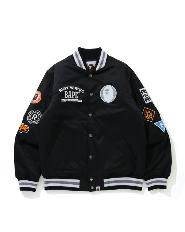 Chaquetas Bape Archive Patch Puffer Nylon Varsity Hombre Negras | MPQHJ-8024