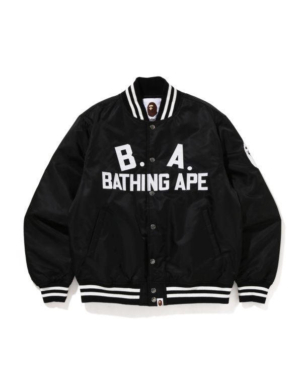 Chaquetas Bape B.A Nylon Varsity Hombre Negras | HEWFO-6705