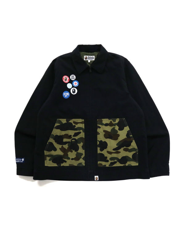 Chaquetas Bape Badge Motif Zip Blouson Hombre Negras | RTWIO-9130