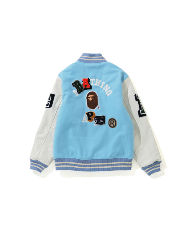 Chaquetas Bape Crazy Patch Varsity Hombre Azules | LHBAV-3017