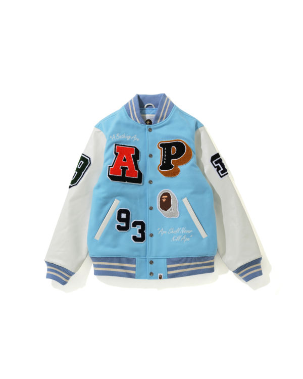 Chaquetas Bape Crazy Patch Varsity Hombre Azules | LHBAV-3017